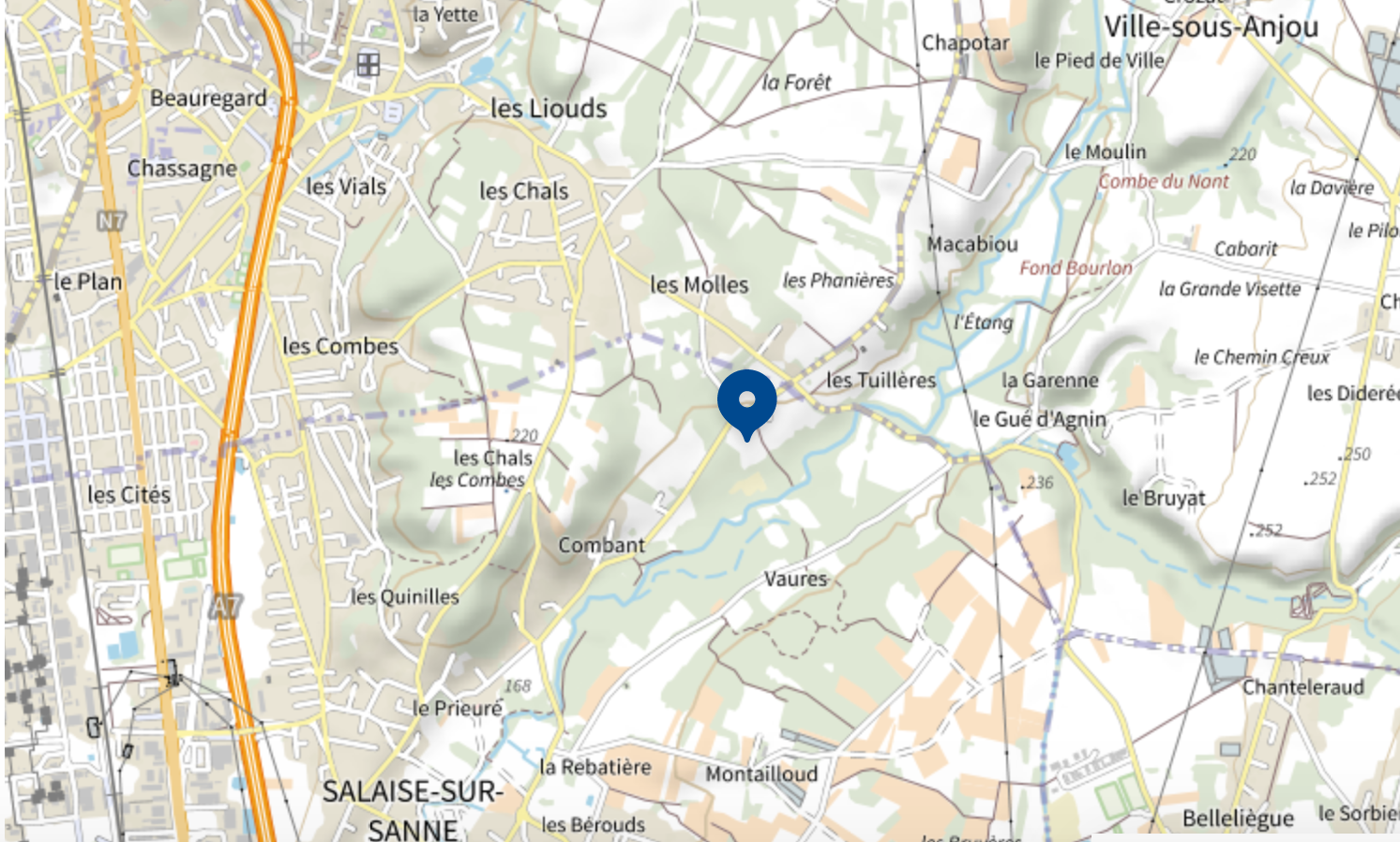 Carte indiquant l’emplacement de l’université à Salaise-sur-Sanne